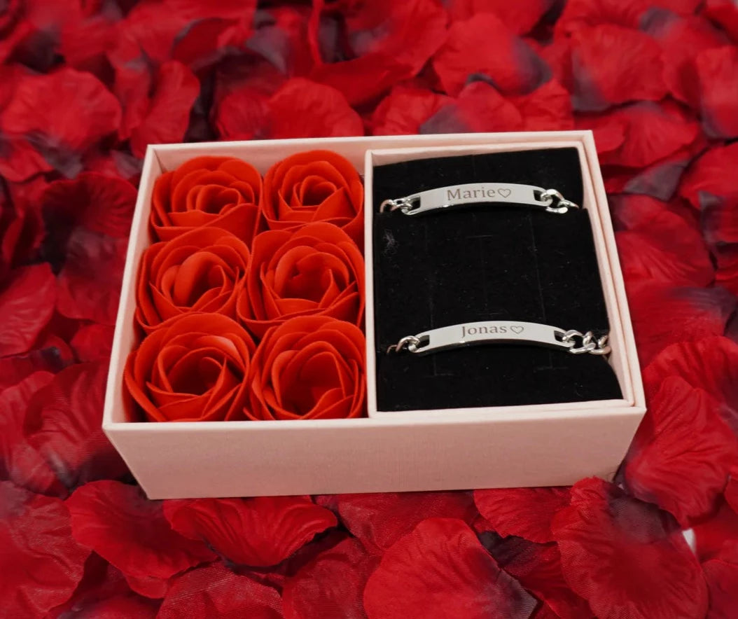 Couples Engraved Bracelet Set